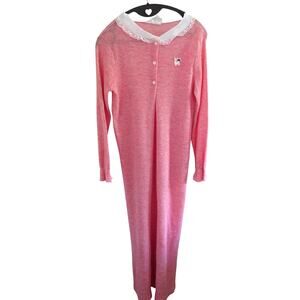 Vintage Kittens by Katz Long Pink Nightgown Dress Girlhood Coquette 90s Cottage